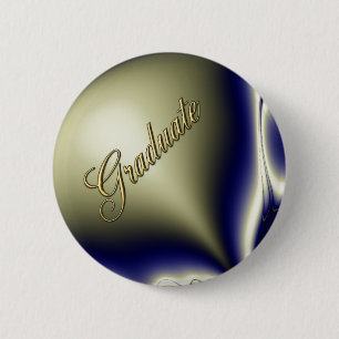 Botón Graduado Fractal Azul Floreciendo