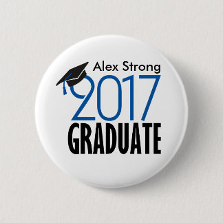 Botón graduado negro y del azul 2017 de Pinback