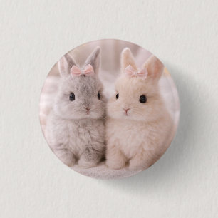Botón Gráfico de Conejitos Gemelos Adorables