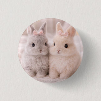 Botón Gráfico de Conejitos Gemelos Adorables