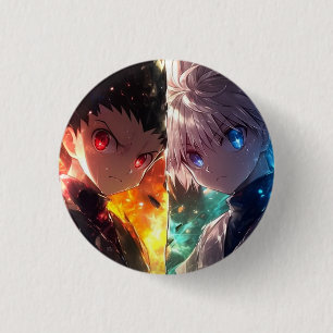 Botón gráfico de doble poder de dúo de anime