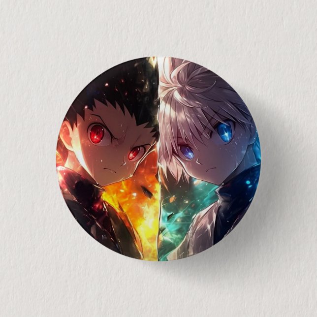 Botón gráfico de doble poder de dúo de anime (Anverso)