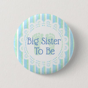 botón Gran Hermana para ser Baby Shower Verde Azul