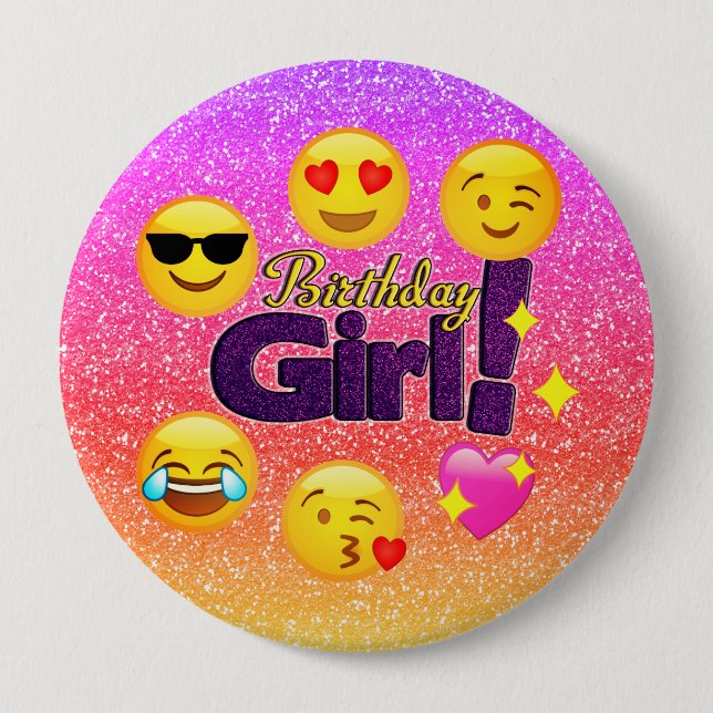 Botón grande del chica del cumpleaños con las (Anverso)