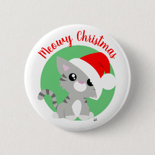 botón Gray Meowy Navidades Kitty