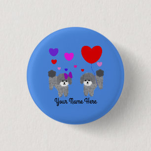 botón Gray Poodle Valentine #2