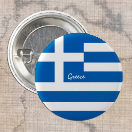 botón Grecia, viaje patriótico con bandera griega/