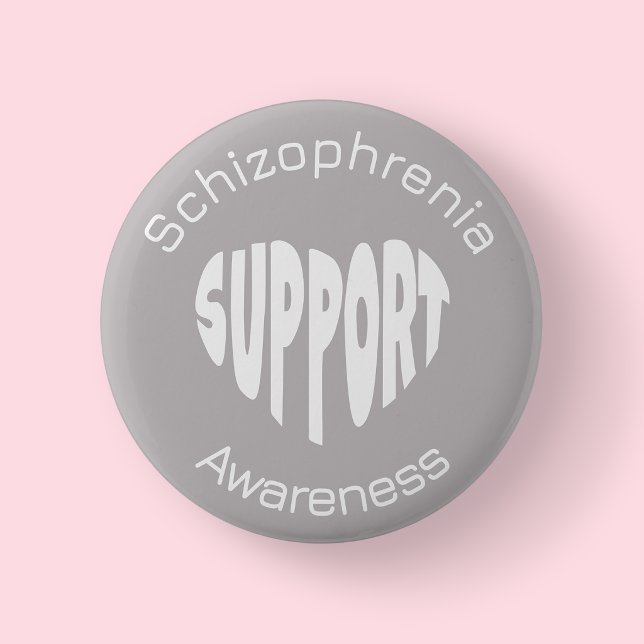 Botón gris de concientización sobre la esquizofren (Schizophrenia Awareness Badge/Button)