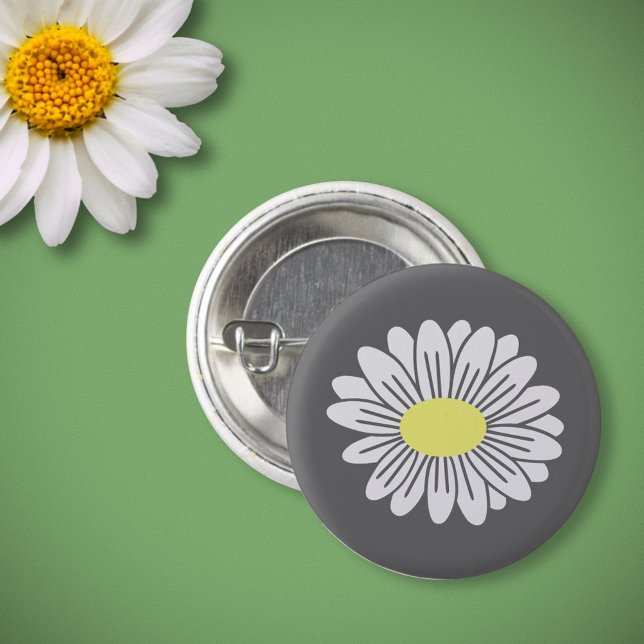 botón Gris de la margarita (Daisy Flower Gray Button)