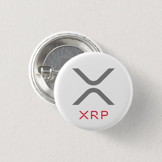 Botón gris y rojo de la ondulación de XRP del (Anverso y reverso)