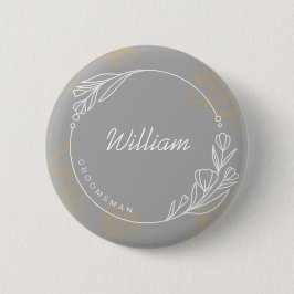 botón Groomsman simple personalizado