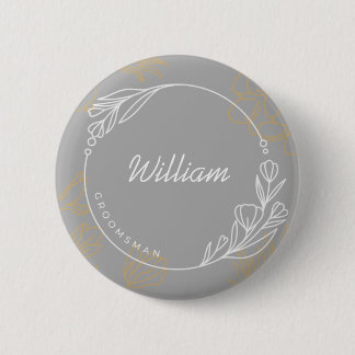 botón Groomsman simple personalizado