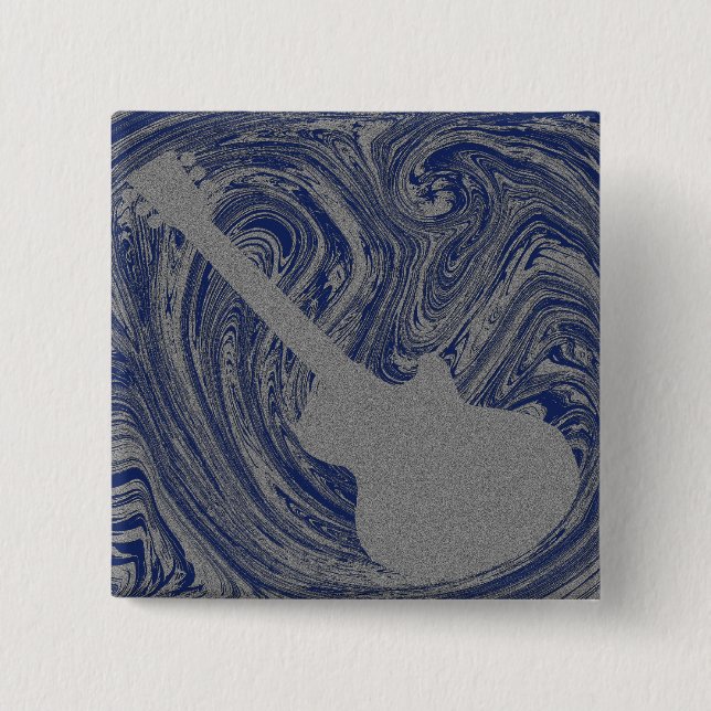 botón Grunge de guitarra, azul real (Anverso)