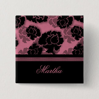botón Grungy Floral Decadation, rosa