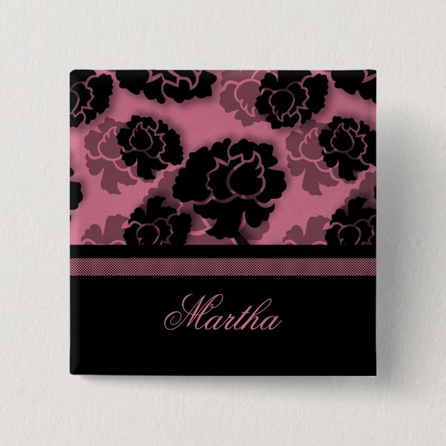 botón Grungy Floral Decadation, rosa (Anverso)