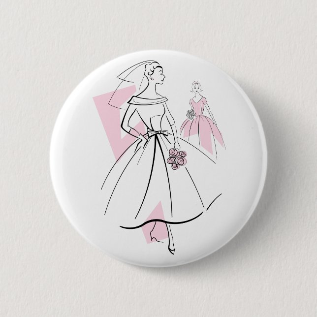botón Grupo rosa de la novia de moda (Anverso)