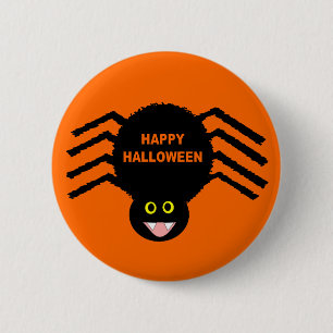botón Halloween de la araña negra