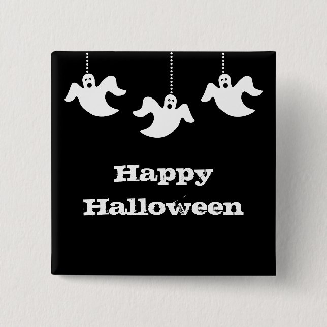 botón Halloween de los fantasmas colgantes, negro (Anverso)