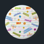 Botón Hanukkah, Fiesta Chanukah<br><div class="desc">Botón Redondo de Chanukah, "Fiesta Chanukah" Gracias por detenerse y ir de compras. ¡Muy apreciado! Forma: Botón redondo Con los botones personalizado de Zazzle se puede hacer más que simplemente expresar una opinión política. Podrás expresar lo que quieras, pues puedes añadir tus propios diseños, imágenes o texto. ¡Empieza a crear...</div>