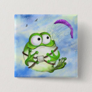 botón Happy Funny Frog Paraglider
