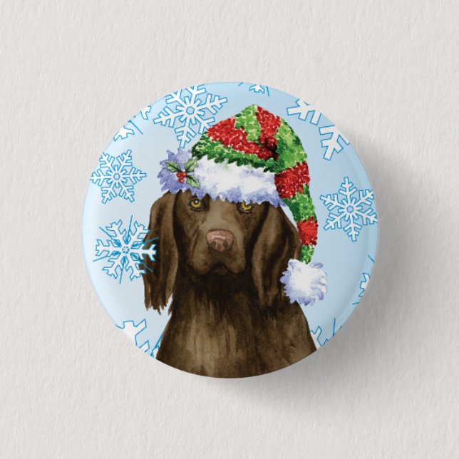 botón Happy Howlidays Flat Retriever (Anverso)
