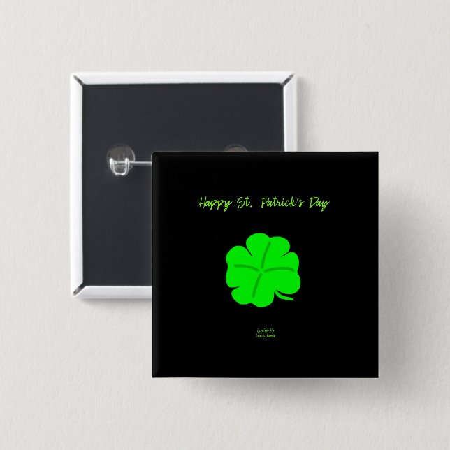 botón Happy St. Patrick's Day 2 pulgadas cuadrado (Anverso y reverso)