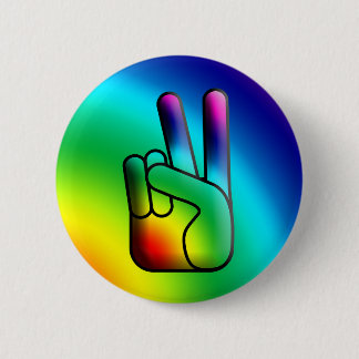 botón Hippie de Rótulo de mano de fuera de paz