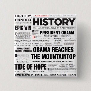 Botón histórico del collage del título de Obama