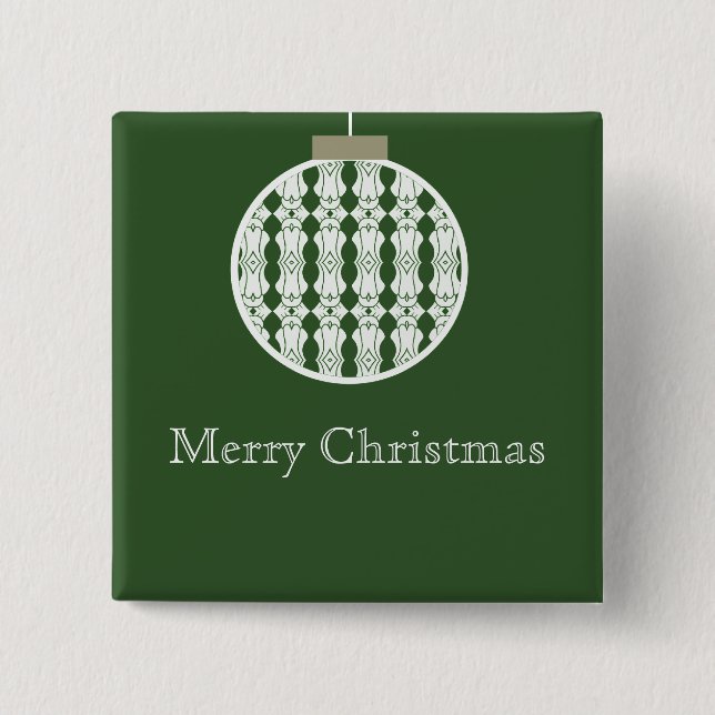 botón Holday de ornamento Art Deco, verde holly (Anverso)