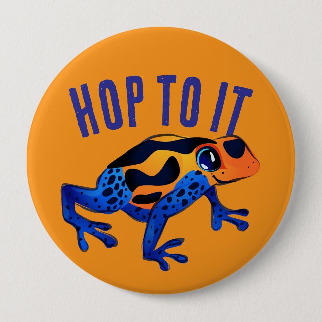 Botón Hop To It Naranja Frog (Anverso)