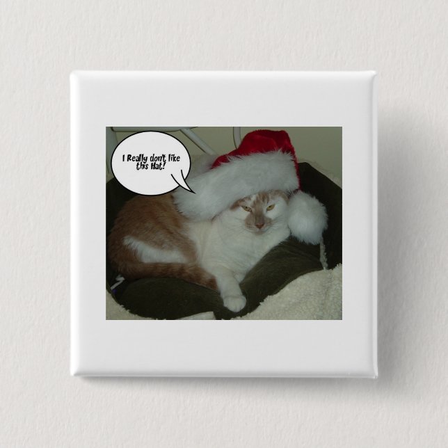 botón Humbug del gato del Naranja de navidades (Anverso)