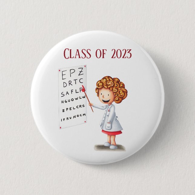 botón ilustrado del médica optometrista de graduac (Anverso)