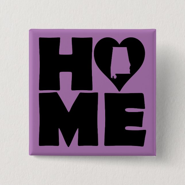 Botón Insignia Alabama Hogar Corazón Estado (Anverso)