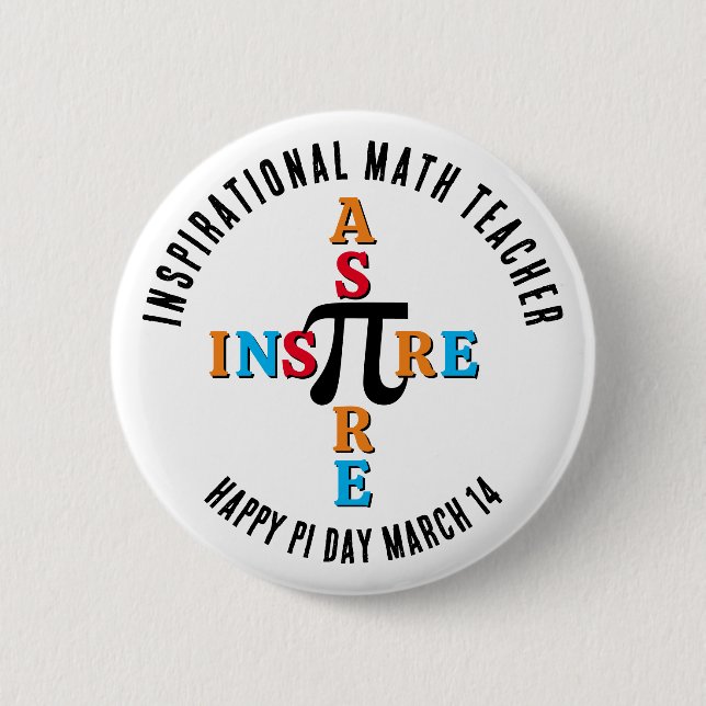 botón INSPIRE ASPIRE Math Teacher Happy Pi Day (Anverso)
