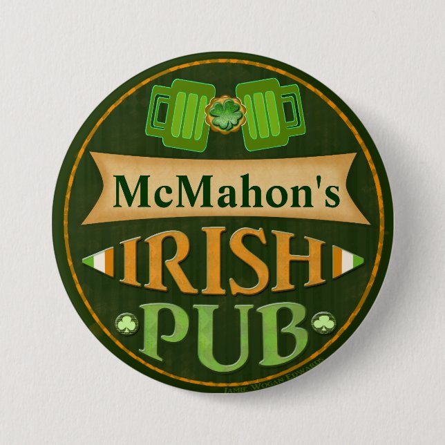 Botón irlandés del Pub del día de St Patrick (Anverso)
