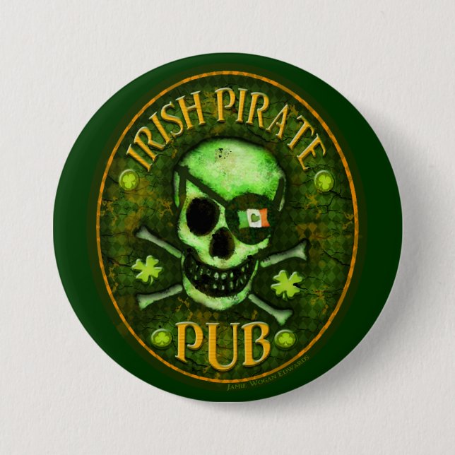 Botón irlandés del Pub del pirata del día de St (Anverso)