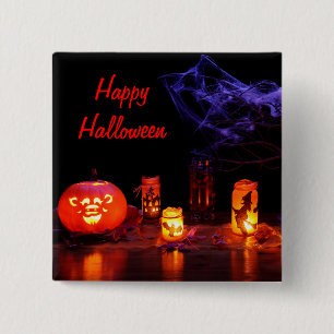 Botón Jack-O-Lantern Y Velas