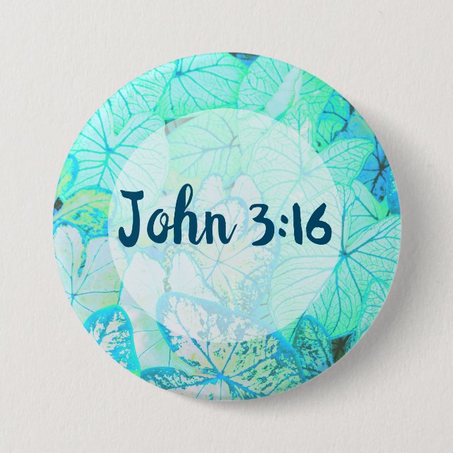 Botón John 3:16 Biblia Verse Pin (Anverso)