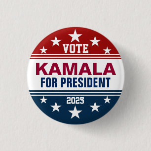 Botón Kamala Harris rojo, azul blanco
