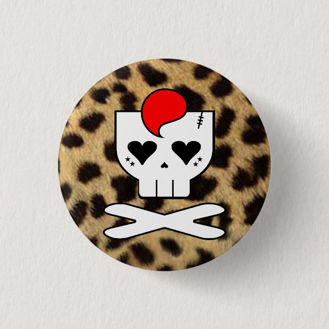 BOTÓN KAWAII DE PINTURA DE IMPRESIÓN DE CHEETAH (Anverso)
