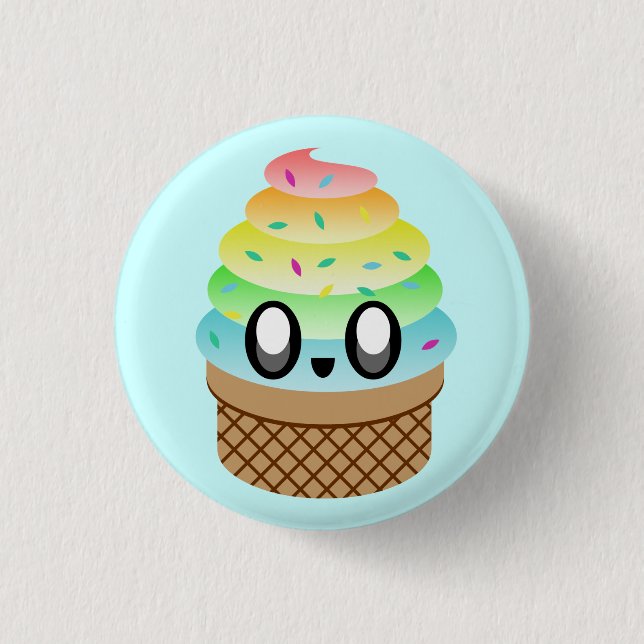 BOTÓN KAWAII ICE CREAM RAINBOW CONE PIN (Anverso)