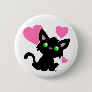 botón Kitty negro el día de San Valentín