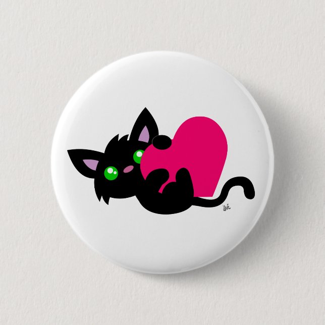 botón Kitty negro el día de San Valentín (Anverso)