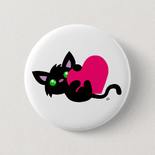 botón Kitty negro el día de San Valentín