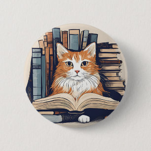 botón Kitty with Books