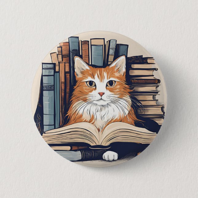 botón Kitty with Books (Anverso)