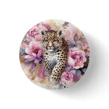 botón Leopard Cub & Rosas