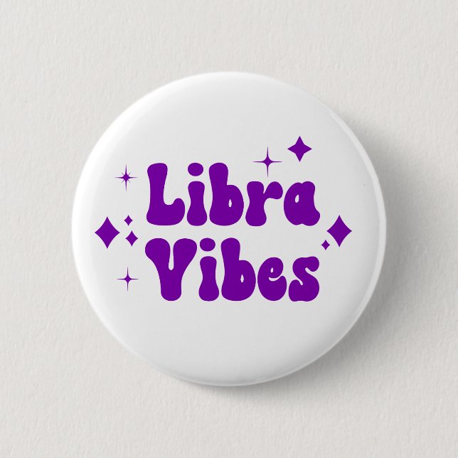 Botón Libra Vibes Zodiac Astrología Estrellas púrp (Anverso)