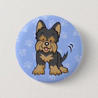 Botón lindo de Yorkie del perro del dibujo animado