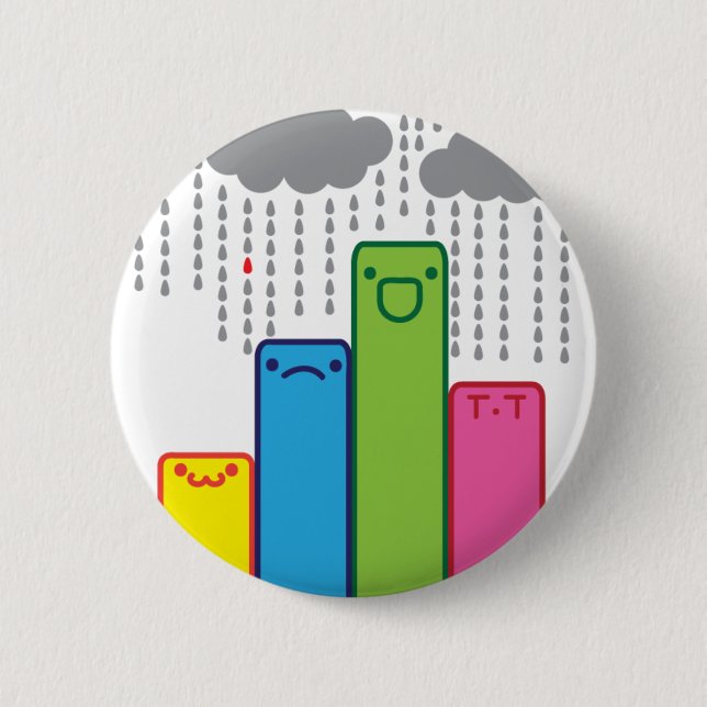 Botón lindo del arte del bloque que llueve (Anverso)